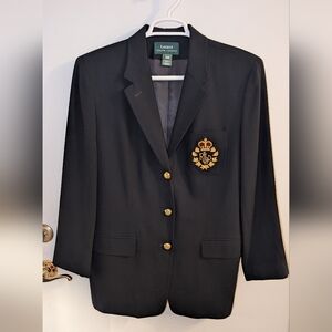 Lauren Ralph Lauren Navy Blazer Royal Crest Blazer Sz 16